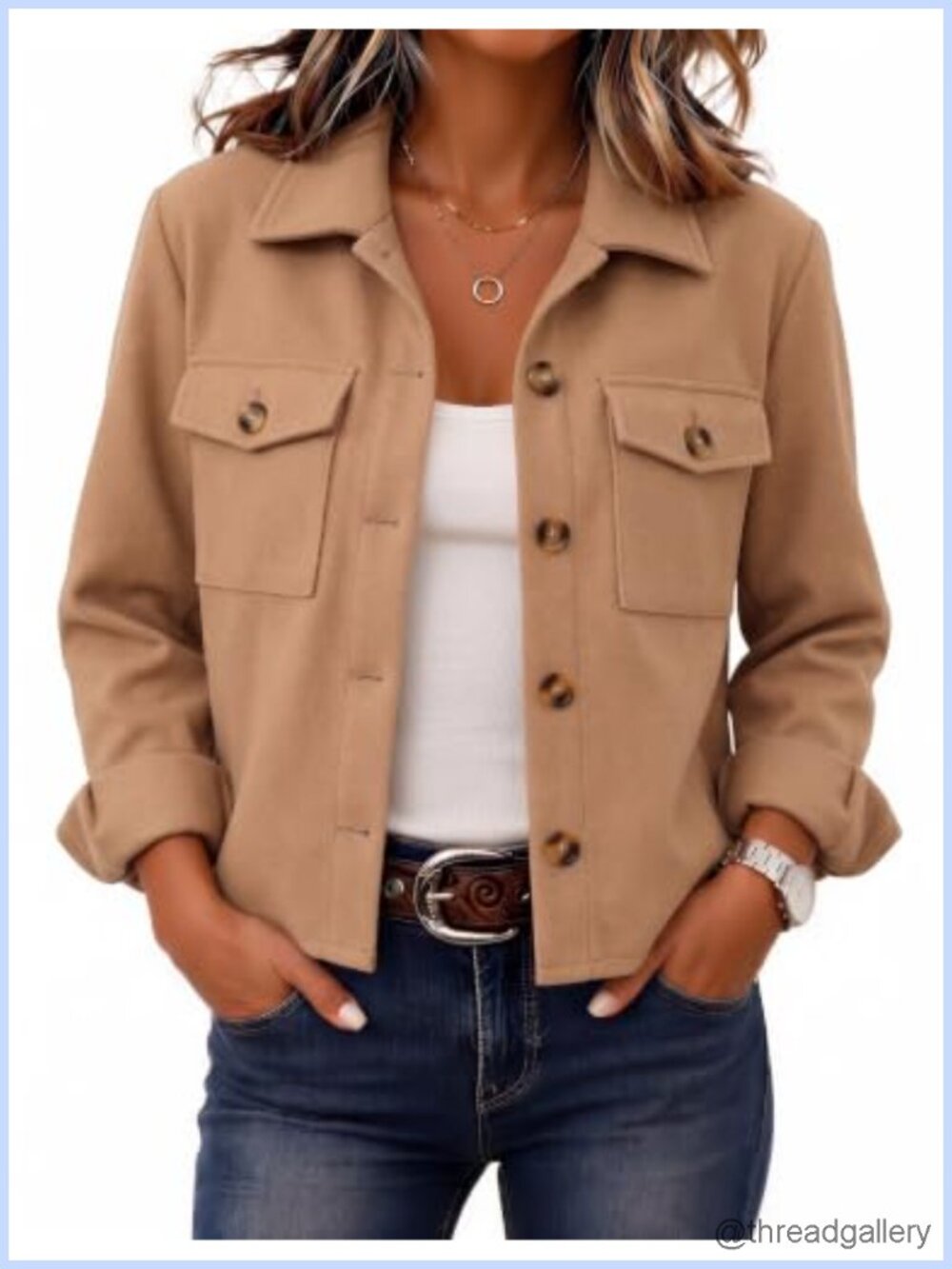 Cropped Plaid Flannel Shacket Jacket Button Down Casual Fall Coat